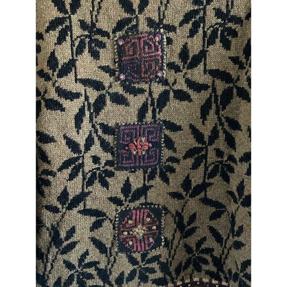 Vintage J. McLaughlin Wool Tapestry Cardigan Jacket Boho Fall Sweater Coat - Picture 7 of 10